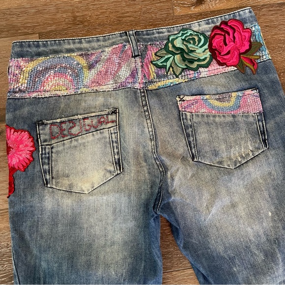 Desigual Cropped Baggy Fit Jeans - 30 - Picture 8 of 9